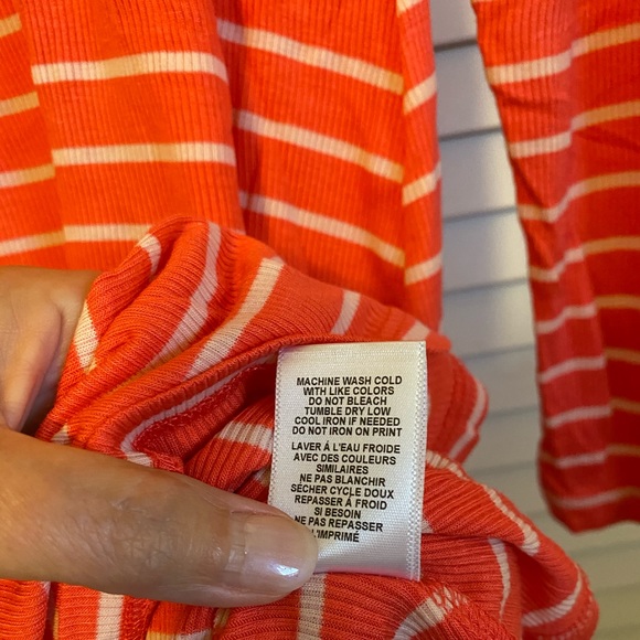 Billabong Juniors Coral with Cream Stripes Long Sleeve Mini Dress - L - Picture 4 of 9